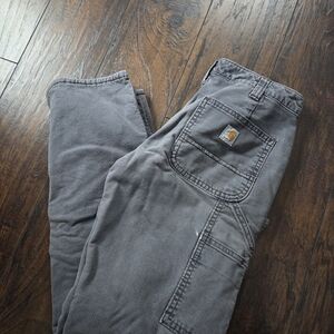 Carhartt Men’s Gray Cargo Work Pants with Pocket Patch